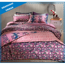 Pink Rose Garden Printed Polyester Quilt Set